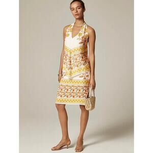 J Crew Open Back Halter Top XS NWT Sunset Rose Block Floral Blouse CK065 J.Crew